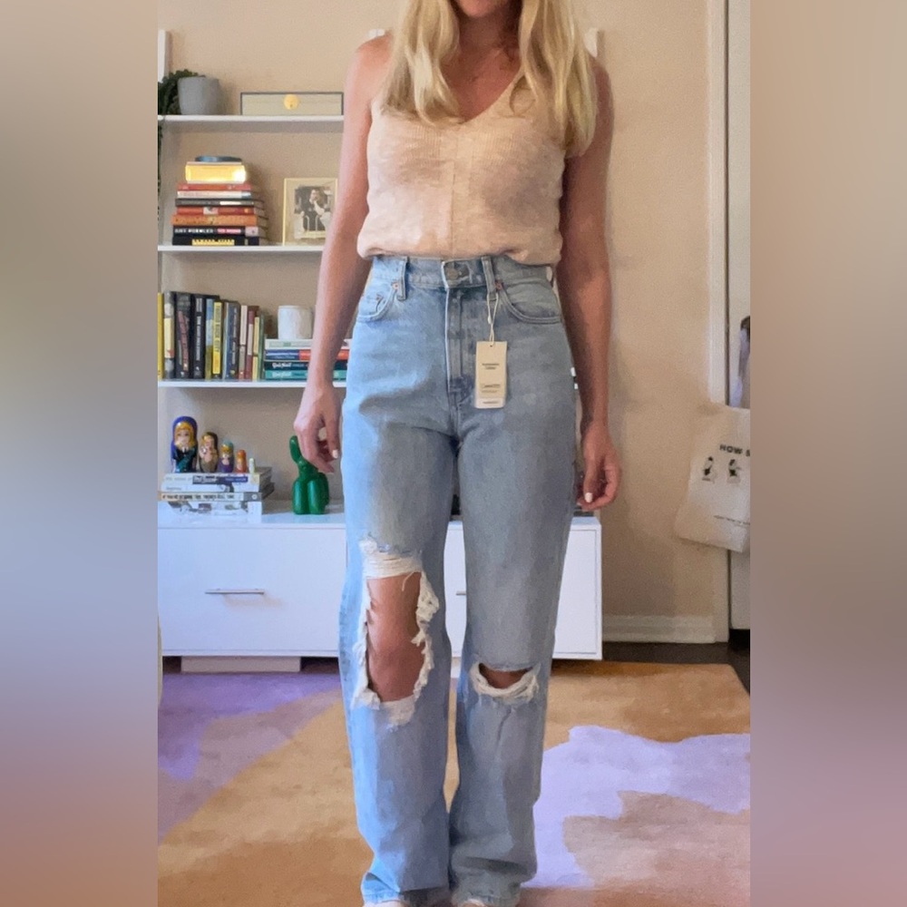 Mango Straight Leg High Waist Denim - Picture 2 of 9